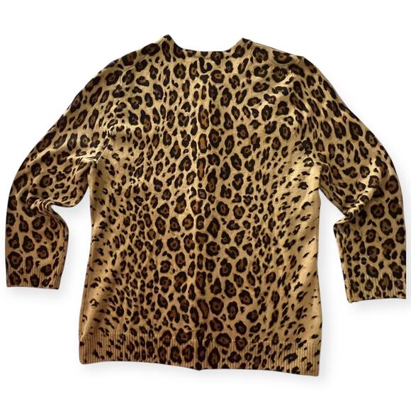 J.Crew Factory Wool Leopard Print Crop Cardigan Button Front Small 3/4 Sleeve - Picture 6 of 10